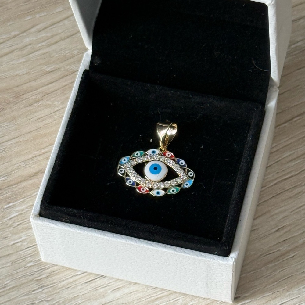 Gold Evil Eye and Hamsa Pendant Set - Picture 2 of 5